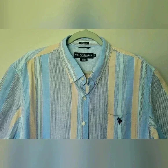 U.S. Polo Assn. Short Sleeve striped Buttondown Shirt Mens size 2X - Picture 3 of 11